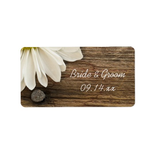 Étiquette en bois de faveur de mariage campagnard
