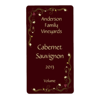 Étiquette en bouteille de vin rouge avec Accent de