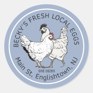 Étiquette en carton de Hen vintage et d'Oeuf bleu