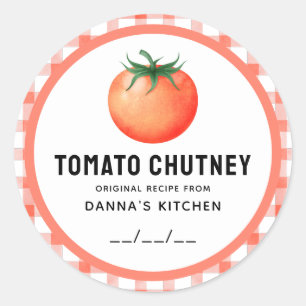 Étiquette en conserve Tomato Chutney avec à damier