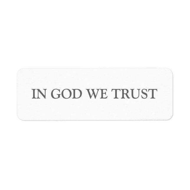 ÉTIQUETTE EN DIEU NOUS AVONS CONFIANCE (Devant)