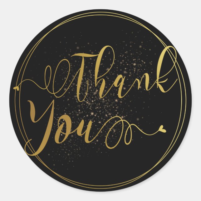 Étiquette en or lisse et en Merci noir (Devant)