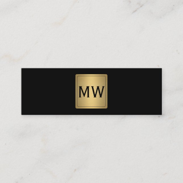 Étiquette en or métallique Monogramme noir (Devant)