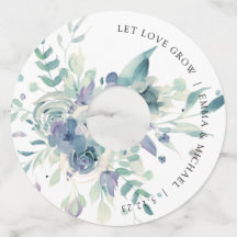 Étiquette en verre de vin floral à la menthe de la