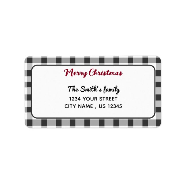 Étiquette En vichy élégant | Joyeux Noël Adresse de retour (Devant)