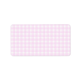 Étiquette en vichy vérifier le motif. Rose pâle et blanc.