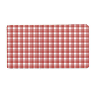 Étiquette en vichy vérifier le motif. Rouge et blanc.