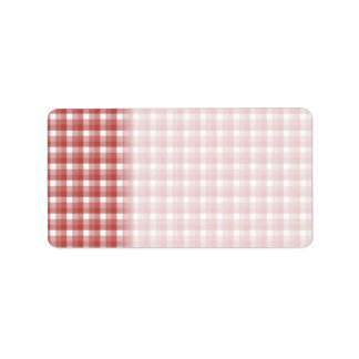 Étiquette en vichy vérifier le motif. Rouge et blanc.