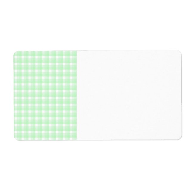 Étiquette en vichy vérifier le motif. Vert clair et blanc. (Devant)