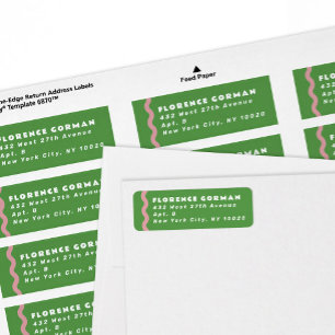 Étiquette Encadré vert et rose brillant Adresse de retour