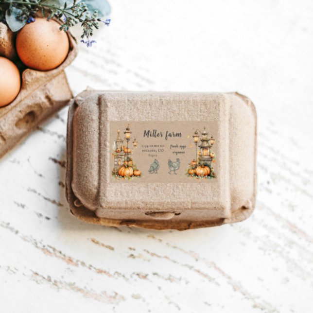 Étiquette Enchanted Automne Rustique Script Egg Carton Étiqu (Créateur téléchargé)