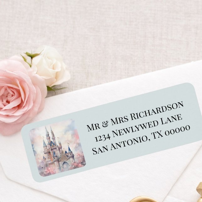 Étiquette Enchanted Castle Fairytale Wedding Return Address (Créateur téléchargé)