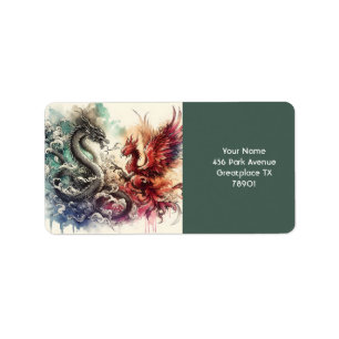 Étiquette Encre Imaginaire Dragon Phénix