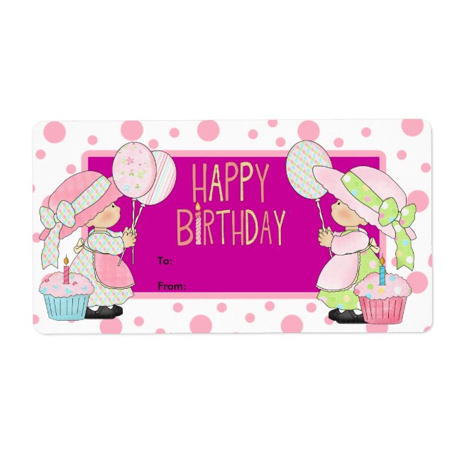 Étiquette Enfant Cadeau Étiquette Anniversaire Ros (Devant)