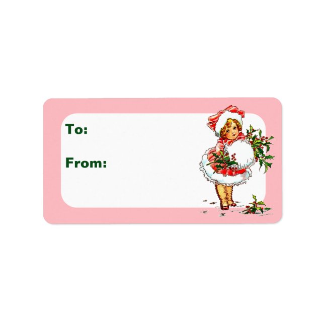 Étiquette Enfant de Noël Vintage (Devant)