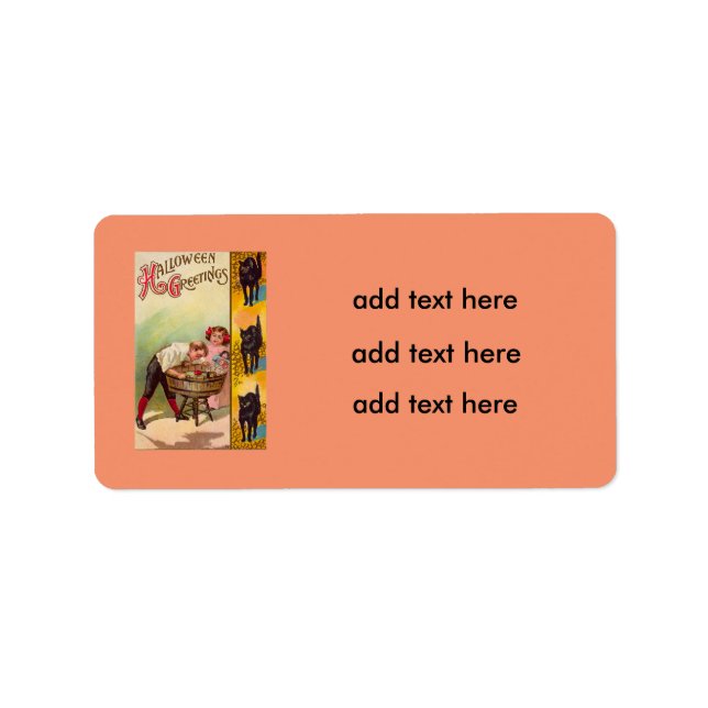 Étiquette Enfants Bobant Pour Pommes Chat Noir (Devant)