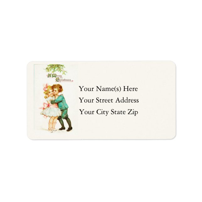Étiquette Enfants De Moins De Mistletoe Vintage Noël (Devant)
