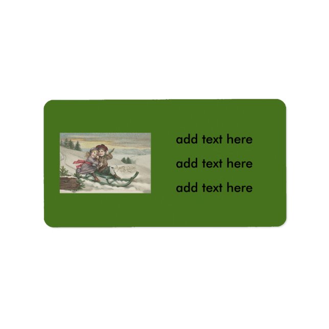 Étiquette Enfants dormant Arbre de Noël Neige hiver (Devant)