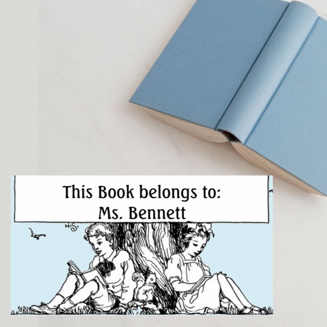 Étiquette Enfants Lire sous une plaque d'arbre (Créateur téléchargé)