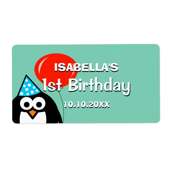 Étiquette Enfants personnalisés 1er anniversaire bouteille d (Devant)