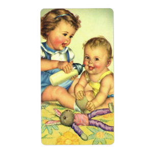 Étiquette Enfants vintage, tout-petits heureux et mignons so