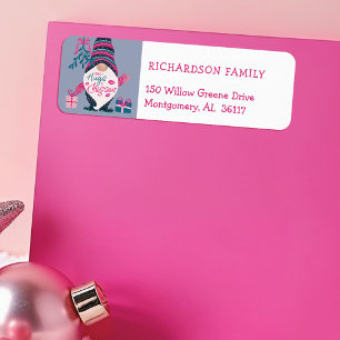 Étiquette Enfin Hugs & Kisses Amusant Gnome de Noël brillant