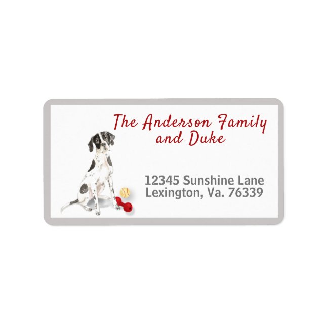 Étiquette English Pointer Toys Accueil Adresse de retour (Devant)
