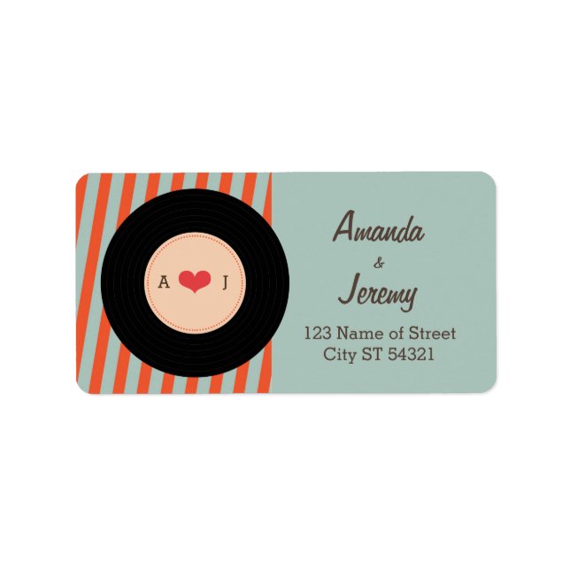 Étiquette Enregistrement Retro Vinyl Orange / Sky Blue (Devant)