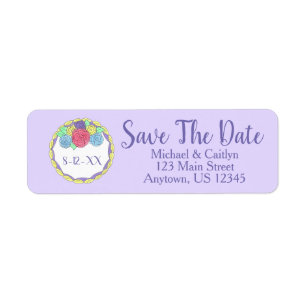Étiquette Enregistrer La Date Purple Rose Floral Mariage Gât