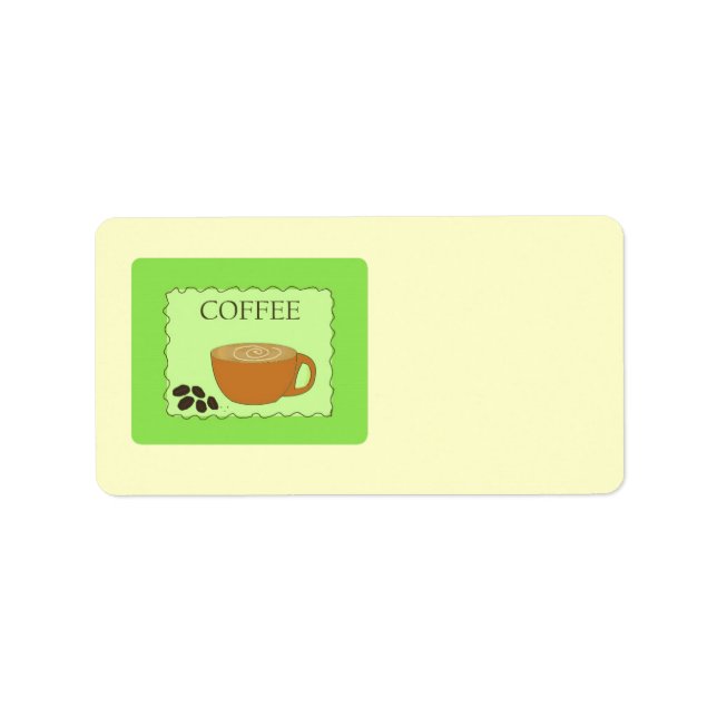 Étiquette Enseigne de café vert avec grains (Devant)