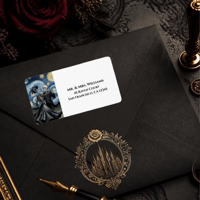 Étiquette Ensemble d'adresse de mariage gothique squelette V (Créateur téléchargé)