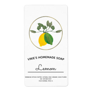 Étiquette Entreprise de Savon Maison Aquarelle Citron
