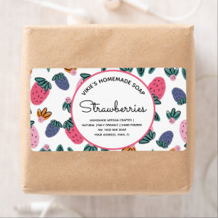 Étiquette Entreprise de Savon Maison Motif Fraises