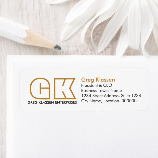 Étiquette Entreprise moderne Brown et or (En situation)