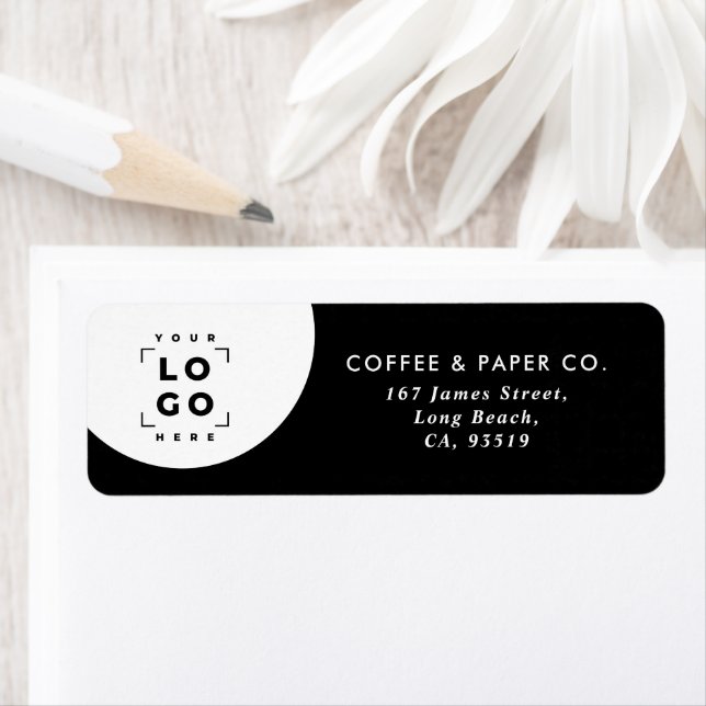 Étiquette Entreprise moderne graphique noir blanc (En situation)