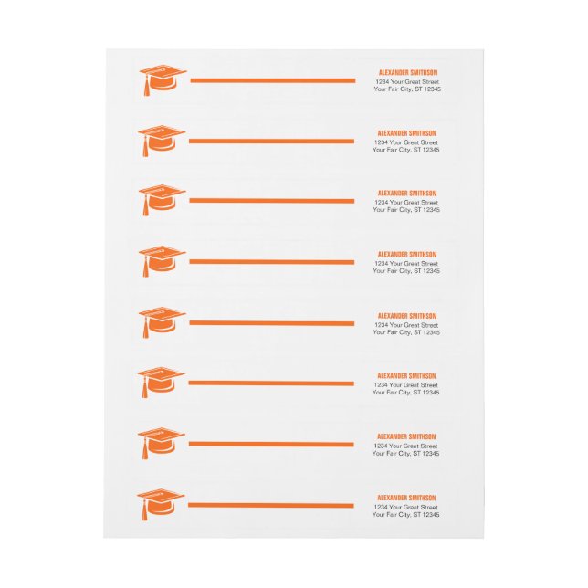 Étiquette enveloppante de graduation en Orange Gra (Feuille)