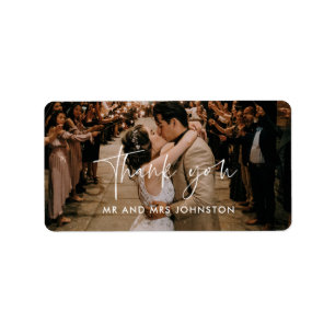 Étiquette Enveloppe de photo de mariage remerciements