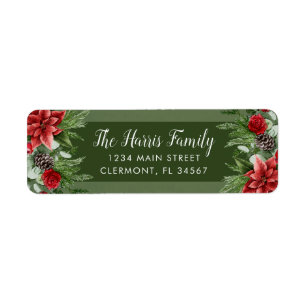 Étiquette Épinette verte Poinsettia Pinecone