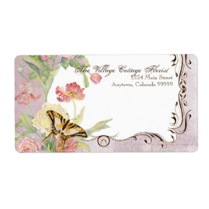 Étiquette Épouser floral de fleurs de tulipe rose de pivoine