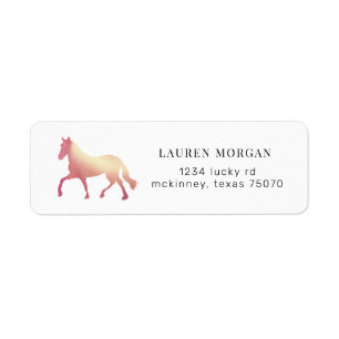 Étiquette equestrian horse rose gold Return Address Label