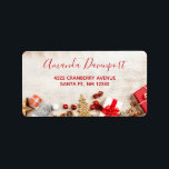 Étiquette Équipe cycliste Christmas sur Rustic Wooden Board<br><div class="desc">Étiquettes de adresse avec une photo rustique. Une planche en bois marron clair avec différents éléments de Noël au fond.</div>