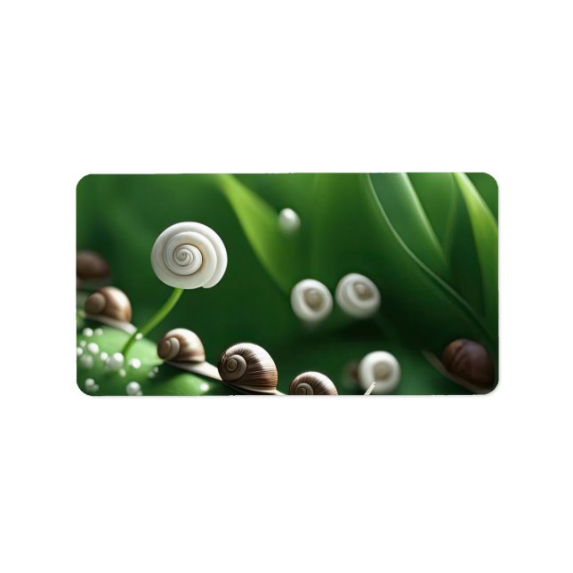 Étiquette Escargots alignés sur des plantes verts (Devant)