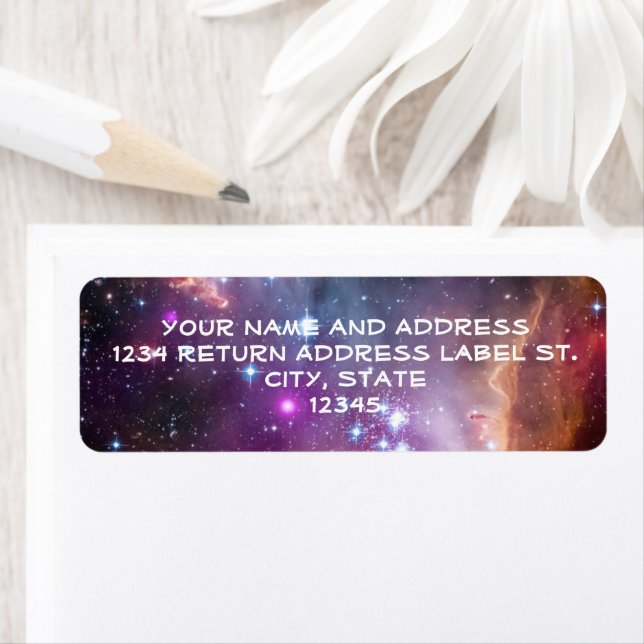 Étiquette Espace Extérieur Galactique Violet (En situation)