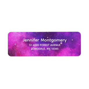 Étiquette Espace rose & violet & Étoiles Faux Galaxy