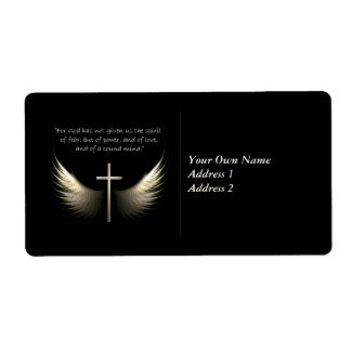 Étiquette Esprit Saint Ailes avec Croix et Écriture Verse
