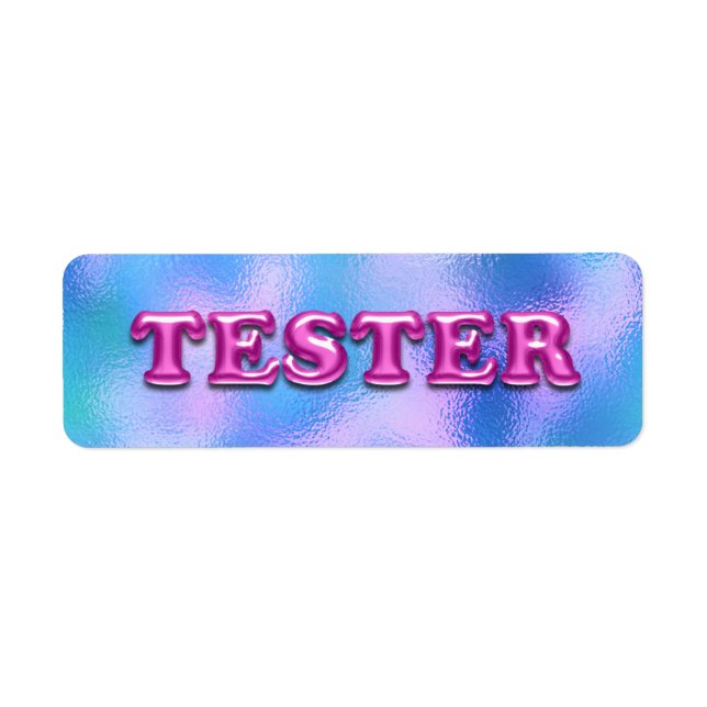 Étiquette Essayer Fuchsia Pink Blue 3D Tester Exemples Conta (Devant)