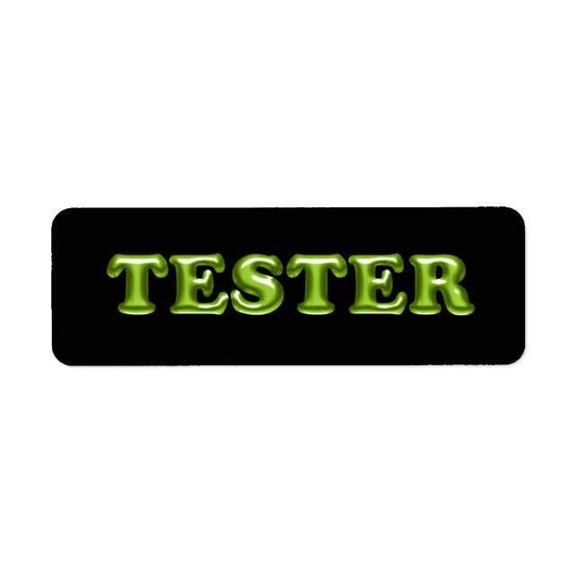Étiquette Essayez-moi Green Black 3D Tester Exemples Contant (Devant)
