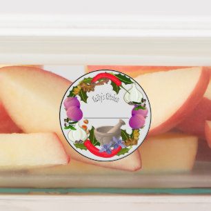 Étiquette étanche moyen circulaire avec légumes