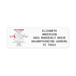 Étiquette Etat américain de Californie sur une carte et des 