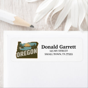 Étiquette État d'origine Oregon Adresse de couleur rétro